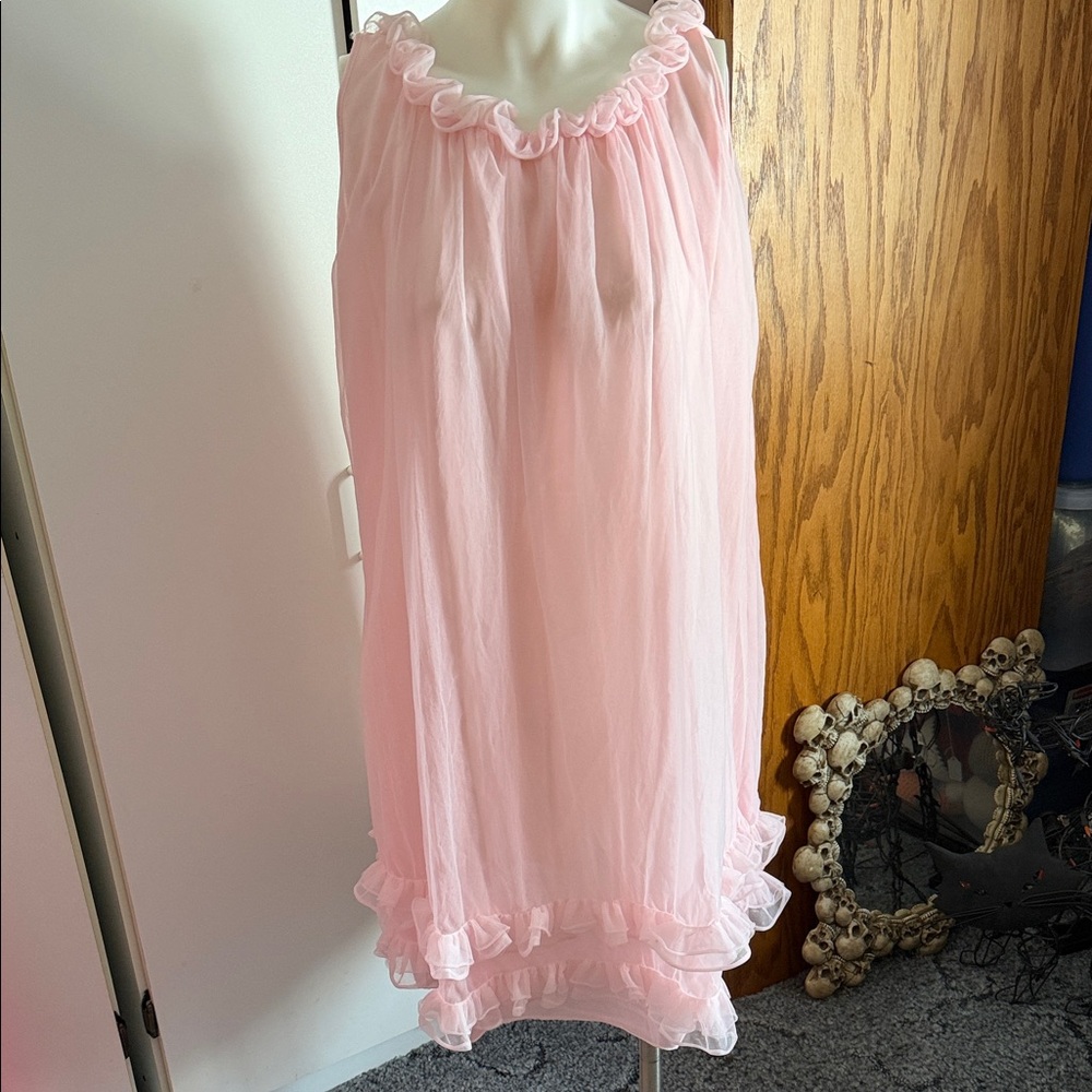 Vintage Pink Ruffled Nightgown